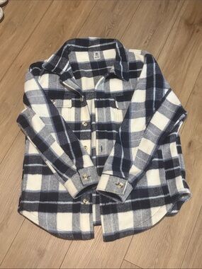 Senita Athletics Navy & White Plaid Shirt